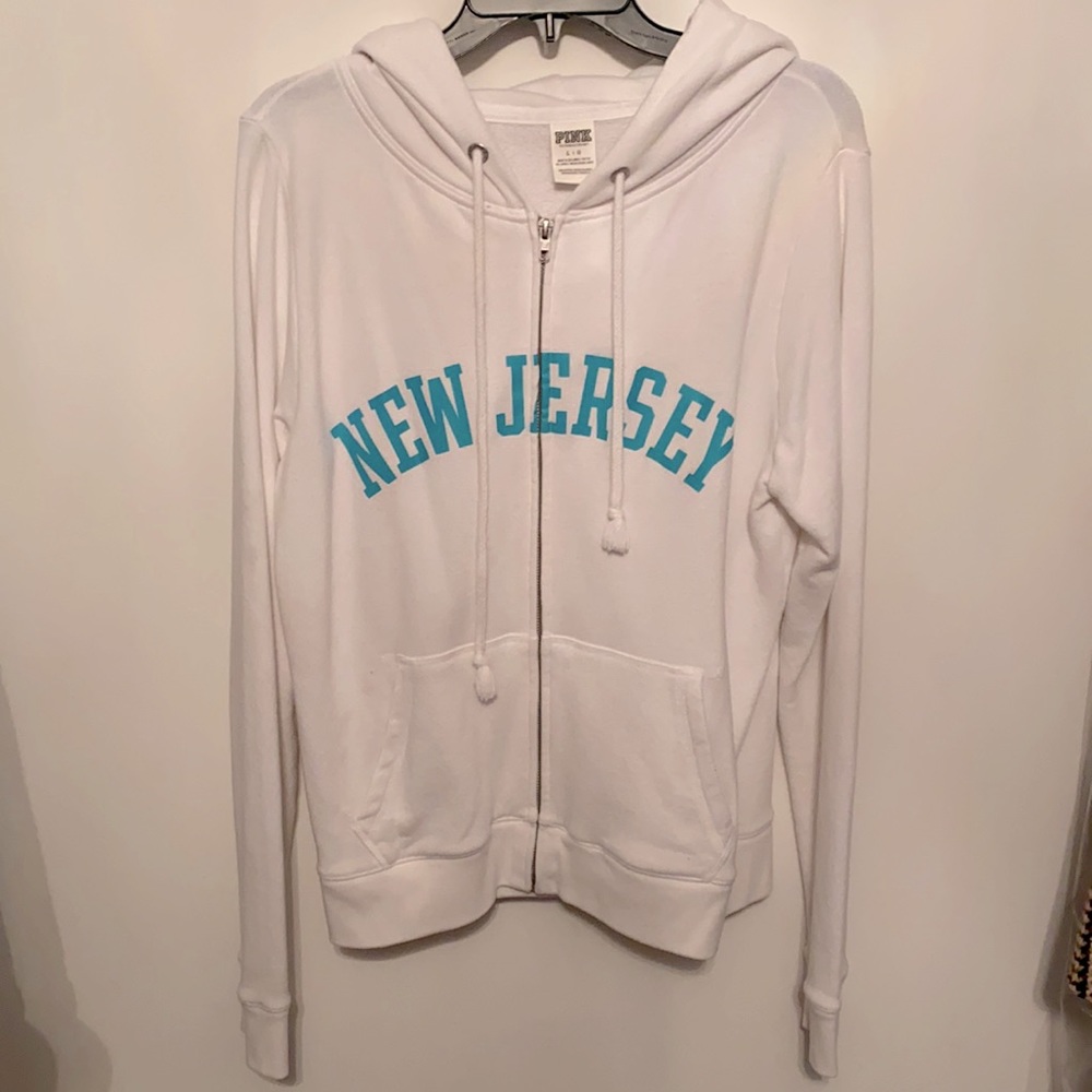 VS Pink - white zip up sweatshirt - New Jersey